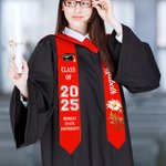 Personalized Birth Flower Graduation Stole with Name and Graduation Year Class Of 2025 Graduation Gift for Graduates