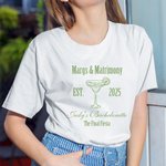 Personalised Margs and Matrimony Cocktail Theme 100% Cotton T-shirt with Text Multicolour Available Bridesmaid Bachelorette Party Gift for Her