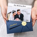 Invitation personnalisée The Wedding Post Photo Hot Stamping Effect avec nom, date et lieu Cadeau de mariage pour les invités des jeunes mariés