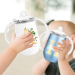 Personalized Floral Initial Name 10oz Insulated Sippy Cup with Handle Baby Shower Birthday Gift for Kids Baby