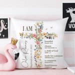 Personalised Floral Cross Bless Bible Verse Soft Throw Pillow Cover with Name and Text Baptism First Communion Gift for Kids