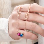 Henkilökohtainen Dainty Double Sydämen muotoinen Birthstone kaulakoru nimet Syntymäpäivä Vuosipäivä Ystävänpäivä lahja naisille sisaret