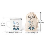 Personalized Cute Easter Bunny 12oz Enamel Mug Snack Bag with Name Easter Party Birthday Gift for Kids