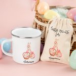 Personalisierte Peter Rabbit 12oz Multicolor Rim Emaille Becher Drawstring behandeln Tasche mit Namen Geburtstag Ostern Party Gunst Geschenk für Kinder
