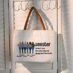 Personalizado 2-6 Personajes de dibujos animados Seester Nombre Bolsa de lona con asa de cuero Accesorio de viaje Regalo de cumpleaños para las hermanas Besties Mujeres