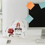 Personalisierte Cartoon Business Charakter Geburt Blume Herz Acryl Plaque mit Namen Geburtstag Förderung Schreibtisch Dekor Geschenk für Büroangestellte