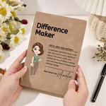 Gepersonaliseerd Verschil Maker Cartoon Medisch Karakter A5 Notitieboekje met Naam 200 Pagina's Verjaardag Dankbaarheidsgeschenk voor Verpleegkundige Arts Medisch Personeel