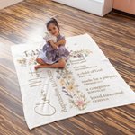 Personalized Floral Cross Bless Bible Verse Soft Throw Blanket with Name and Text Baptism First Communion Gift for Kids