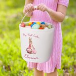 Conejito de Pascua de acuarela personalizado cesta de huevos bolsa de cubo floral con el título y el nombre de Pascua Huevo de Caza Suministros Fiesta de Cumpleaños Regalo para el niño