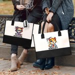 Personalisierte Cartoon-Charakter Tier vor Kaffee Canvas Tasche mit Namen Tote Bag Büro Geburtstag Geschenk für Kaffee-Liebhaber Familie Freund