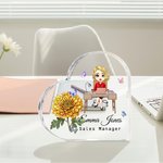 Personalisierte Cartoon Business Charakter Geburt Blume Herz Acryl Plaque mit Namen Geburtstag Förderung Schreibtisch Dekor Geschenk für Büroangestellte