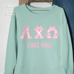 Personalized Pink Bow Greek Letters Sorority Name T-shirt Sweatshirt with Year Birthday Party Gift for Sisters Friends | Callie × Affinity Licensing