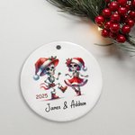 Personalised Cute Dancing Skeletons Ceramic Ornament with Name and Year Funny Holiday Decoration Day of The Dead Gift for Couple