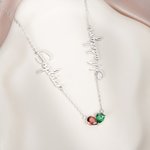 Henkilökohtainen Dainty Double Sydämen muotoinen Birthstone kaulakoru nimet Syntymäpäivä Vuosipäivä Ystävänpäivä lahja naisille sisaret