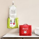 Personalizado lindo parche de dibujos animados nombre del animal portátil impermeable colgante neceser con espejo de viaje Accesorios de regalo de cumpleaños para los niños