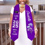 Personalized Birth Flower Graduation Stole with Name and Graduation Year Class Of 2025 Graduation Gift for Graduates