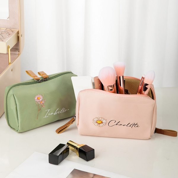 Borsa trucco personalizzata con nome Accessori da viaggio portatili Compleanno Regalo di addio al nubilato per le donne