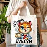Personalisierte Cartoon-Charakter Tier vor Kaffee koffeinhaltigen Canvas-Tasche mit Namen Geburtstag Geschenk für Büroangestellte Kaffee-Liebhaber Familie Freund