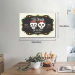 Personalised Til Death Do Us Part Gothic Sugar Skull Canvas Painting with Names and Date Wall Decor Day of the Dead Halloween Wedding Gift for Couple
