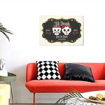Personalised Til Death Do Us Part Gothic Sugar Skull Canvas Painting with Names and Date Wall Decor Day of the Dead Halloween Wedding Gift for Couple