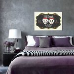 Personalised Til Death Do Us Part Gothic Sugar Skull Canvas Painting with Names and Date Wall Decor Day of the Dead Halloween Wedding Gift for Couple