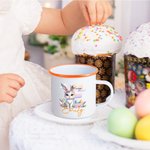 Personalized Cute Easter Bunny Gradient Initial 12oz Enamel Mug with Name Party Favor Easter Gift for Kids