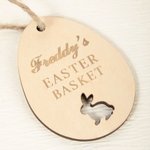 Personalisierte niedlichen Hasen hölzernen Osterkorb Tag mit eingraviertem Namen Eier jagen Party Gunst Ostern Geschenk für Kinder