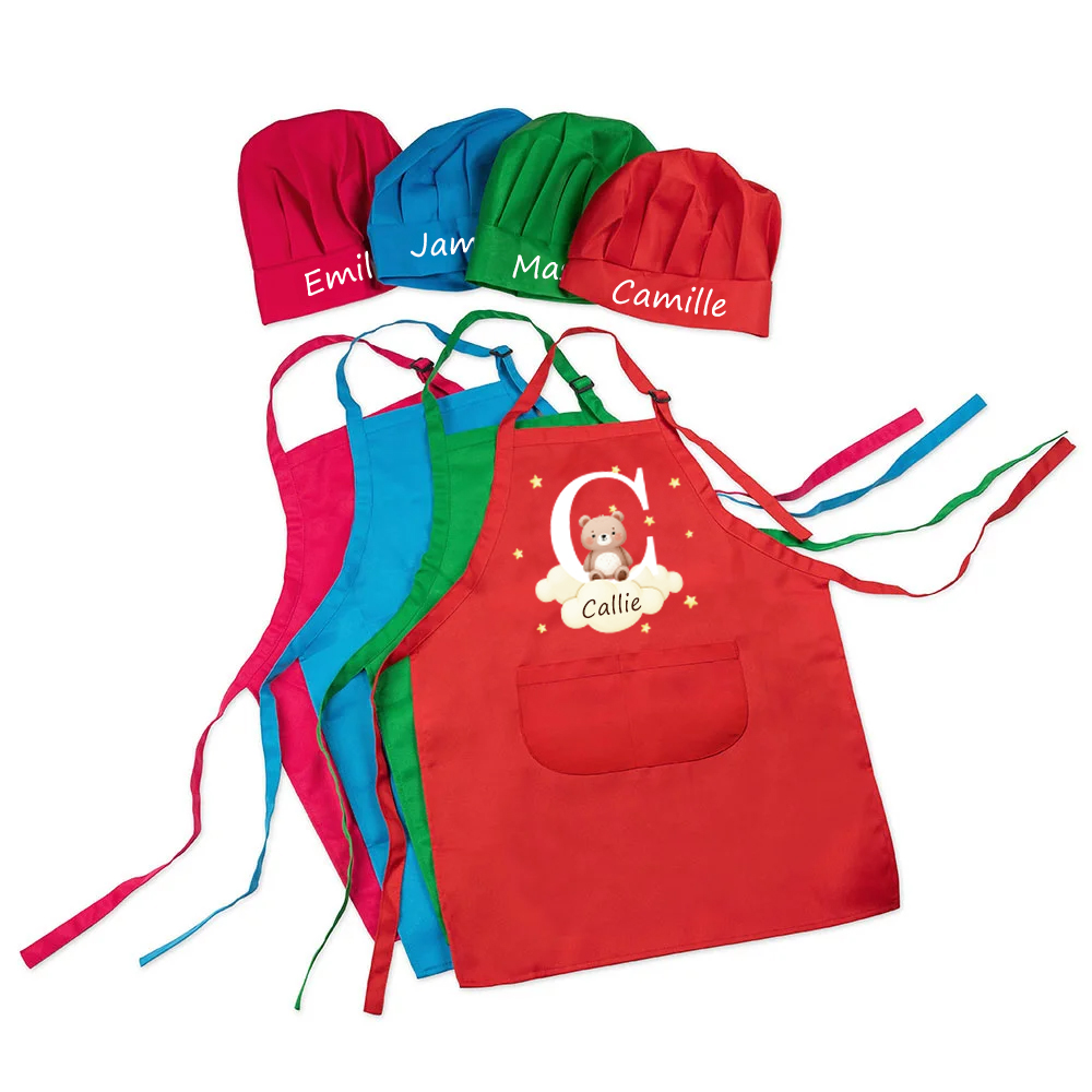Tablier de cuisine enfant motif chat d'Halloween personnalisé au prénom