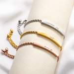 Personalisierte zierliche arabische Slider Armband mit Text islamischen Schmuck Ramadan Eid muslimisches Geschenk für Frauen