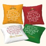 Personalised Merry Christmas Word Cloud Throw Pillow Cover with Name Home Decor Birthday Christmas Gift for Family Friend