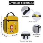 Sac de Repas Isotherme Personnalisé avec Personnage Nom Fleur de Naissance Accessoire Imperméable Cadeau Rentrée Scolaire Travail pour Enfant Famille