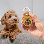 Personalized Engraved Pet Portrait Keychain with Name Dog Cat Memorial Gift for Pet Lovers