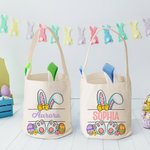 Personalisierte niedlichen Bogen Hase Ohr wiederverwendbaren Korb mit Namen Ostereierjagd Zubehör Party Geburtstag Geschenk für Jungen Mädchen