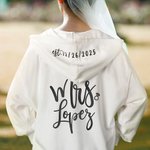 Henkilökohtainen Mrs Bride Zip Up huppari Glitter nimi ja päivämäärä häät Bridal Shower lahja morsian