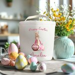Conejito de Pascua de acuarela personalizado cesta de huevos bolsa de cubo floral con el título y el nombre de Pascua Huevo de Caza Suministros Fiesta de Cumpleaños Regalo para el niño