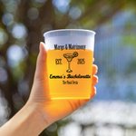 Margs & Matrimony Vasos de Plástico Desechables con Texto Set de 10 Vasos de Plástico Desechables para Despedidas de Soltera Regalo para Novios