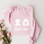 Personalized Pink Bow Greek Letters Sorority Name T-shirt Sweatshirt with Year Birthday Party Gift for Sisters Friends | Callie × Affinity Licensing