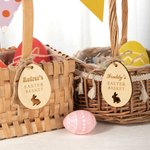 Personalisierte niedlichen Hasen hölzernen Osterkorb Tag mit eingraviertem Namen Eier jagen Party Gunst Ostern Geschenk für Kinder