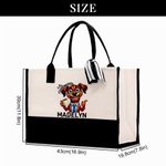 Personalisierte Cartoon-Charakter Tier vor Kaffee Canvas Tasche mit Namen Tote Bag Büro Geburtstag Geschenk für Kaffee-Liebhaber Familie Freund
