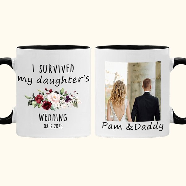Tasse en céramique multicolore avec nom et date Cadeau de mariage pour les parents de la mariée