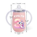 Gepersonaliseerde Eenhoorn Dinosaurus Voertuig 295 ml Isolatie Naam Tuitbeker met Deksel Handvat Verjaardag Babyshower Cadeau voor Peuters Kinderen