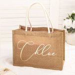 Personalizada Glitter Color Sólido Bolsa de Yute Tote con Nombre Boda Ducha Nupcial Despedida de Soltera Regalo para Damas de Honor Amigas