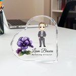 Personalisierte Cartoon Business Charakter Geburt Blume Herz Acryl Plaque mit Namen Geburtstag Förderung Schreibtisch Dekor Geschenk für Büroangestellte