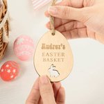 Personalisierte niedlichen Hasen hölzernen Osterkorb Tag mit eingraviertem Namen Eier jagen Party Gunst Ostern Geschenk für Kinder