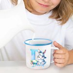 Personalized Cute Easter Bunny Gradient Initial 12oz Enamel Mug with Name Party Favor Easter Gift for Kids