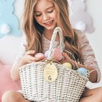 Personalisierte niedlichen Hasen hölzernen Osterkorb Tag mit eingraviertem Namen Eier jagen Party Gunst Ostern Geschenk für Kinder