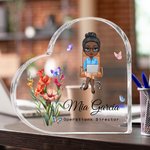 Personalisierte Cartoon Business Charakter Geburt Blume Herz Acryl Plaque mit Namen Geburtstag Förderung Schreibtisch Dekor Geschenk für Büroangestellte
