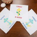Personalized Floral Cross Basket Cloth with Embroidered Text to Cover Wicker Basket Easter Prayer Baptism Gift for Christian Family Friends