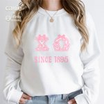 Personalized Pink Bow Greek Letters Sorority Name T-shirt Sweatshirt with Year Birthday Party Gift for Sisters Friends | Callie × Affinity Licensing