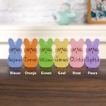 Gepersonaliseerde 1-15 Paashazen Familie Houten Blok Set met Naam Kleurrijke Blozende Konijn Huisdecoratie Paascadeau voor Moeder en Grootmoeder